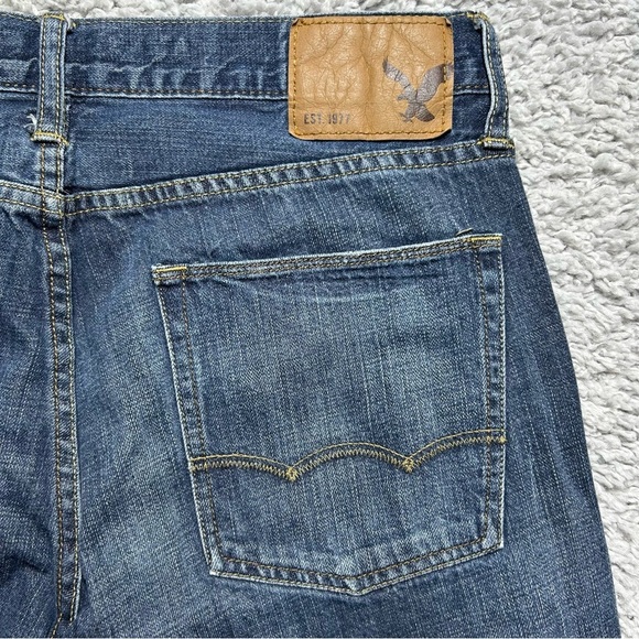 American Eagle Jeans Mens 32 x 32 Slim Straight Dark Wash 100% Cotton Denim Work - Picture 4 of 5